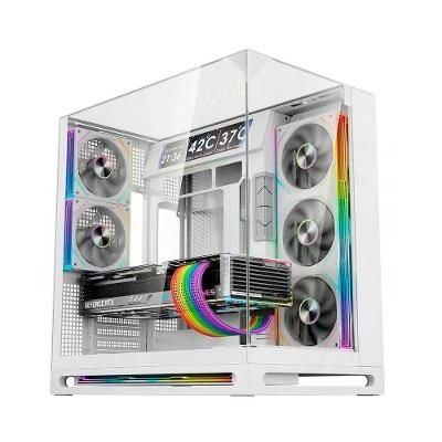 Gabinete Liketec Cygnus Snow, ATX, com 8 Fans ARGB e Display LCD, Vidro Temperado, Branco - LT-GB-CYGNUSPROGLASS-SNOW-V1