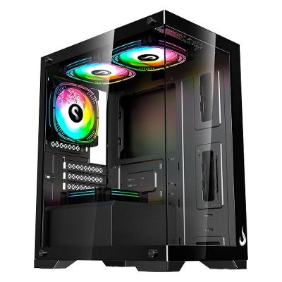 Gabinete Gamer Rise Mode Galaxy Glass X, Mid Tower, ATX, Lateral e Frontal em Vidro, Preto - RM-GA-GGX-FB