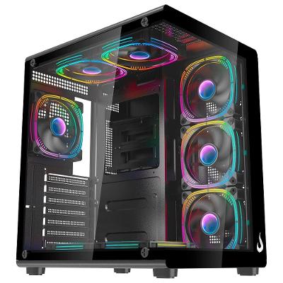 Gabinete Gamer Rise Mode Galaxy Glass X, Mid Tower, ATX, Lateral e Frontal em Vidro, Preto - RM-GA-GGX-FB