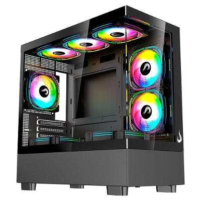 Gabinete Gamer Rise Mode Crystal Glass 03, Mid Tower, Lateral e Frontal em vidro, Preto - RM-CA-CY-03-FB