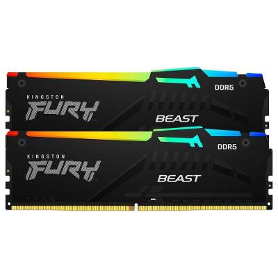 Memória RAM Kingston Fury Beast RGB, 16GB (2x8GB), 5600MHz, DDR5, CL40, para Intel XMP, Preto - KF556C40BBAK2-16