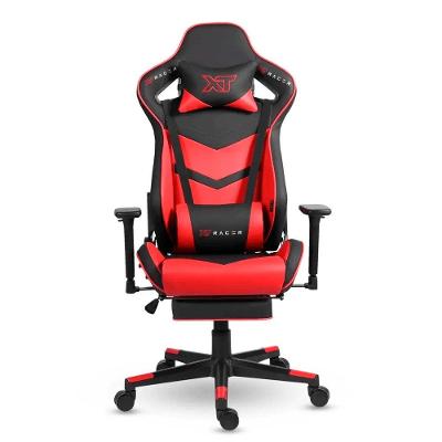 Cadeira Gamer XT Racer Taycan, Até 130Kg, Apoio de Pés, Retrátil, Braço 3D, Cilindro de Gás Classe 4, Couro PU, Preta e Vermelha - XTR-047