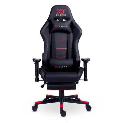Cadeira Gamer XT Racer Attack, Até 120Kg, Reclinável, Apoio de Pés Retrátil, Cilindro de Gás Classe 4, Couro PU, Preta e Vermelha - XTR-061