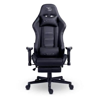 Cadeira Gamer XT Racer Attack, Até 120Kg, Reclinável, Apoio de Pés Retrátil, Cilindro de Gás Classe 4, Couro PU, Preta e Prata - XTR-060