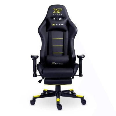 Cadeira Gamer XT Racer Attack, Até 120Kg, Reclinável, Apoio de Pés Retrátil, Cilindro de Gás Classe 4, Couro PU, Preta e Amarela - XTR-057
