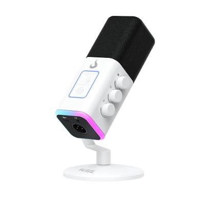 Microfone Gamer De Mesa Rise Mode Noisy Cube 01, RGB, USB, Branco - RM-MNC-01-W