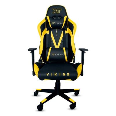 Cadeira Gamer XT Racer Viking Series, Até 120Kg, Reclinável, Com Almofadas, Cilindro de Gás Classe 4, Couro PU, Preta e Amarela - XTR-011