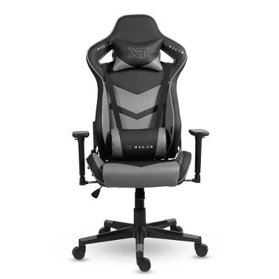 Cadeira Gamer XT Racer Taycan, Até 130Kg, Com Almofadas, Braço 3D, Cilindro de Gás Classe 4, Couro PU, Preta e Cinza - XTR-043