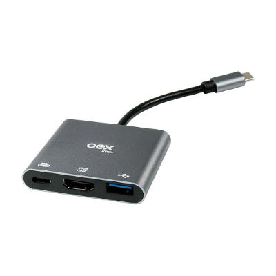 Adaptador Type C OEX AD401 3 Em 1, Conexão Type C Para HDMI, USB-C 