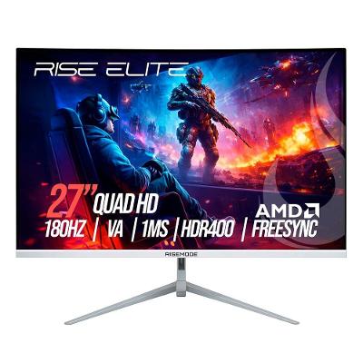 Monitor Gamer Curvo Rise Mode 27", QHD, 180Hz, 1ms, IPS, HDMI e DisplayPort, Preto-RM-MOG-27C1802K-W