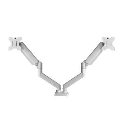 Suporte De Mesa Bluecase Ergo Flexy Para Dois Monitores, 12" a 32", Tri-Articulado, Pistão a Gás, Até 10+10kg, Vesa, Branco - BSMTG02-3WBX
