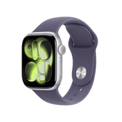 Apple Watch Series 11 GPS + Cellular, Caixa Prateada de Alumínio de 42 mm, Pulseira Esportiva Roxo-névoa, Tamanho P/M - MF8H4AM/A
