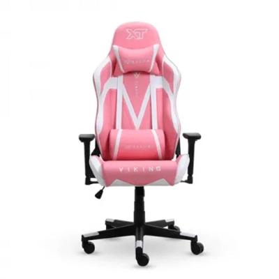 Cadeira Gamer XT Racer Viking Series, Até 120Kg, Reclinável, Com Almofadas, Cilindro de Gás Classe 4, Couro PU, Rosa e Branca - XTR-019