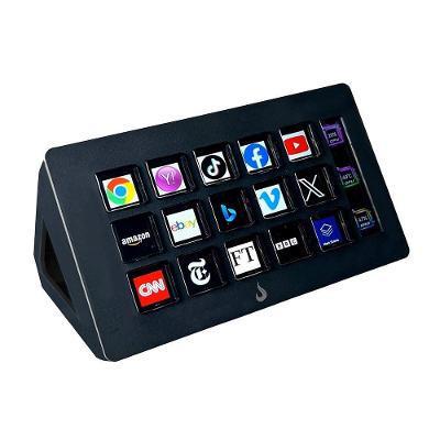 Mesa Controladora Rise Mode Streaming Vision 01, 15 Teclas LCD, USB, Preto - RM-MC-01-B