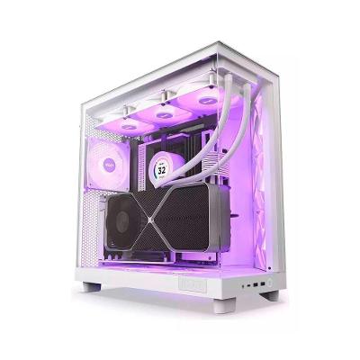 Gabinete Gamer NZXT H6 Flow Edition, Mid Tower, RGB,  ATX, Lateral em Vidro, Com Fans, Branco - CC-H61FW-R1