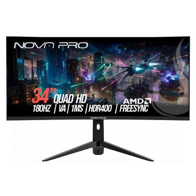Monitor Gamer Rise Mode 34", QHD, 180Hz, 1ms, VA, HDMI e DisplayPort, Altura Ajustável, Som Integrado, Preto - RM-MONV03-34C1802K-B