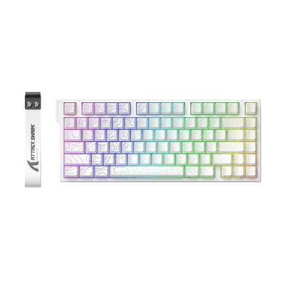 Teclado Magnético Gamer Attack Shark R82HE, Rapid Trigger, 8000Hz, 0.08ms, 75%, White Contour, Branco - AS-R82HE-WCL