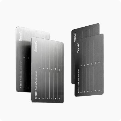 Placa de Recuperação SecuX X-SEED PLUS, Alumínio Aeroespacial, Backup de 24 Palavras, Resistente a Fogo e Água, Prata - 98-100-000200