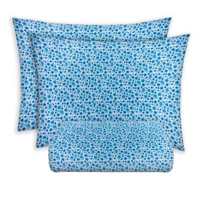 Jogo de Cama Casal Le Casa Korea 100% Poliéster Azul 3 Peças