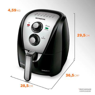 Fritadeira Elétrica Air Fryer Mondial AFN-40-BI 4L Inox/Preta - 127V