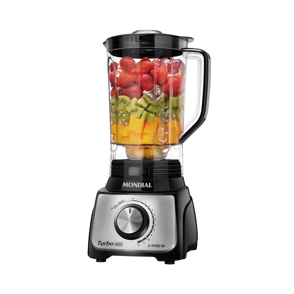 Liquidificador Turbo Mondial 127V 1100W Preto/Inox - L-1100 BI - 4