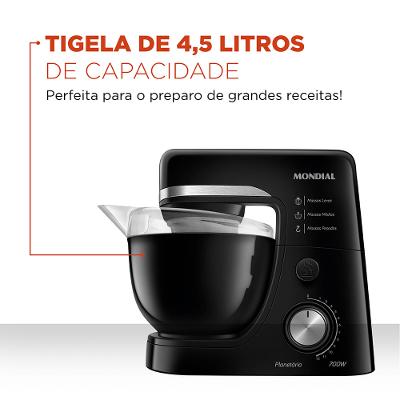 Batedeira Planetária Mondial Preta BP-03-B - 700W 220V