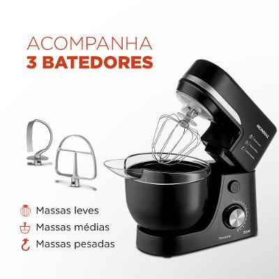Batedeira Planetária Mondial Preta BP-03-B - 700W 220V