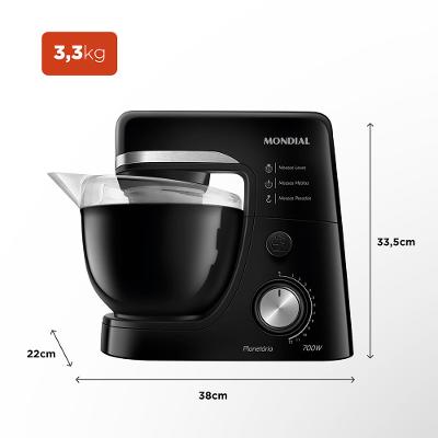 Batedeira Planetária Mondial Preta BP-03-B - 700W 220V