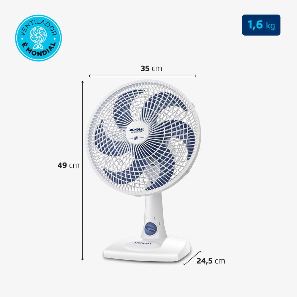 Ventilador de Mesa Mondial 6 Pás Super Power Branco VSP-30-W - 30cm 127V - 7