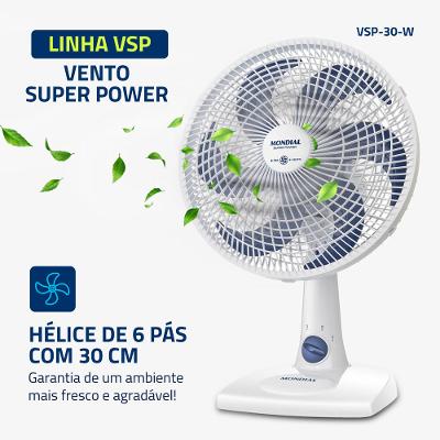 Ventilador de Mesa Mondial 6 Pás Super Power Branco VSP-30-W - 30cm 127V