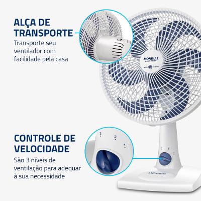Ventilador de Mesa Mondial 6 Pás Super Power Branco VSP-30-W - 30cm 127V