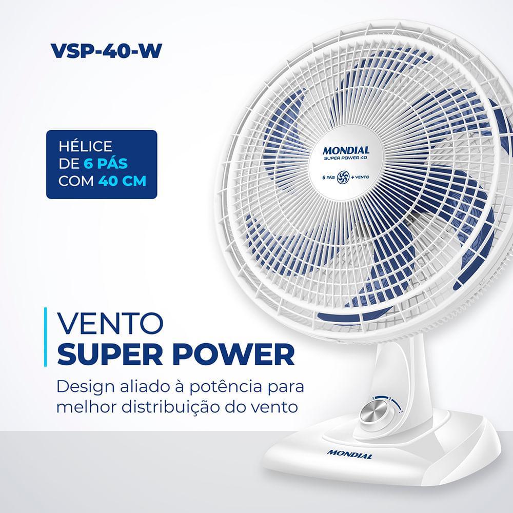 Ventilador de Mesa Mondial 6 Pás Super Power VSP-40-W - 40cm 220V - 2