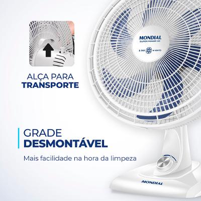 Ventilador de Mesa Mondial 6 Pás Super Power VSP-40-W - 40cm 220V