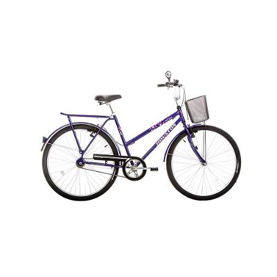 Bicicleta Houston Ônix Vb Aro 26 com Bagageiro Violeta com Cesta