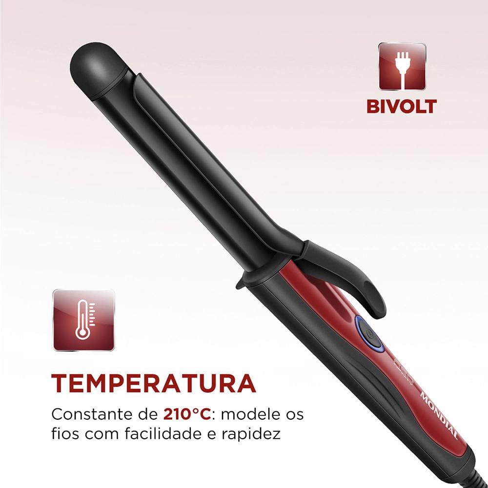 Modelador de Cachos Mondial Infinity EM-12 Preto/Vermelho - Bivolt - 5