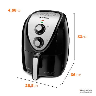Fritadeira Elétrica Air Fryer Mondial Grand Family Inox AFN-50-BI 5L Preta - 127V