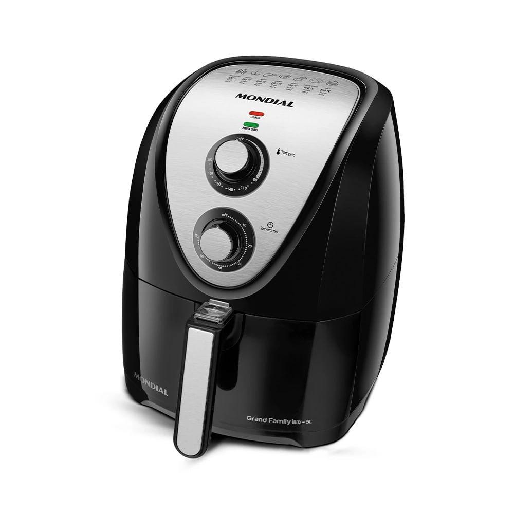 Fritadeira Elétrica Air Fryer Mondial Grand Family Inox AFN-50-BI 5L Preta - 127V - 1