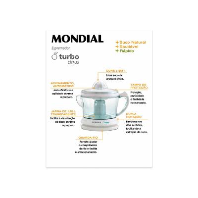 Espremedor de Frutas Mondial Citrus E01 1,25L Branco 25W - 110V