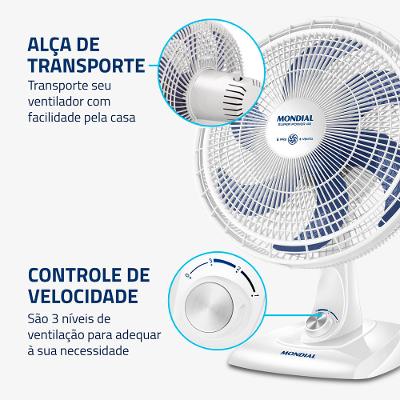Ventilador de Mesa Mondial 6 Pás Super Power VSP-40-W - 40cm 127V
