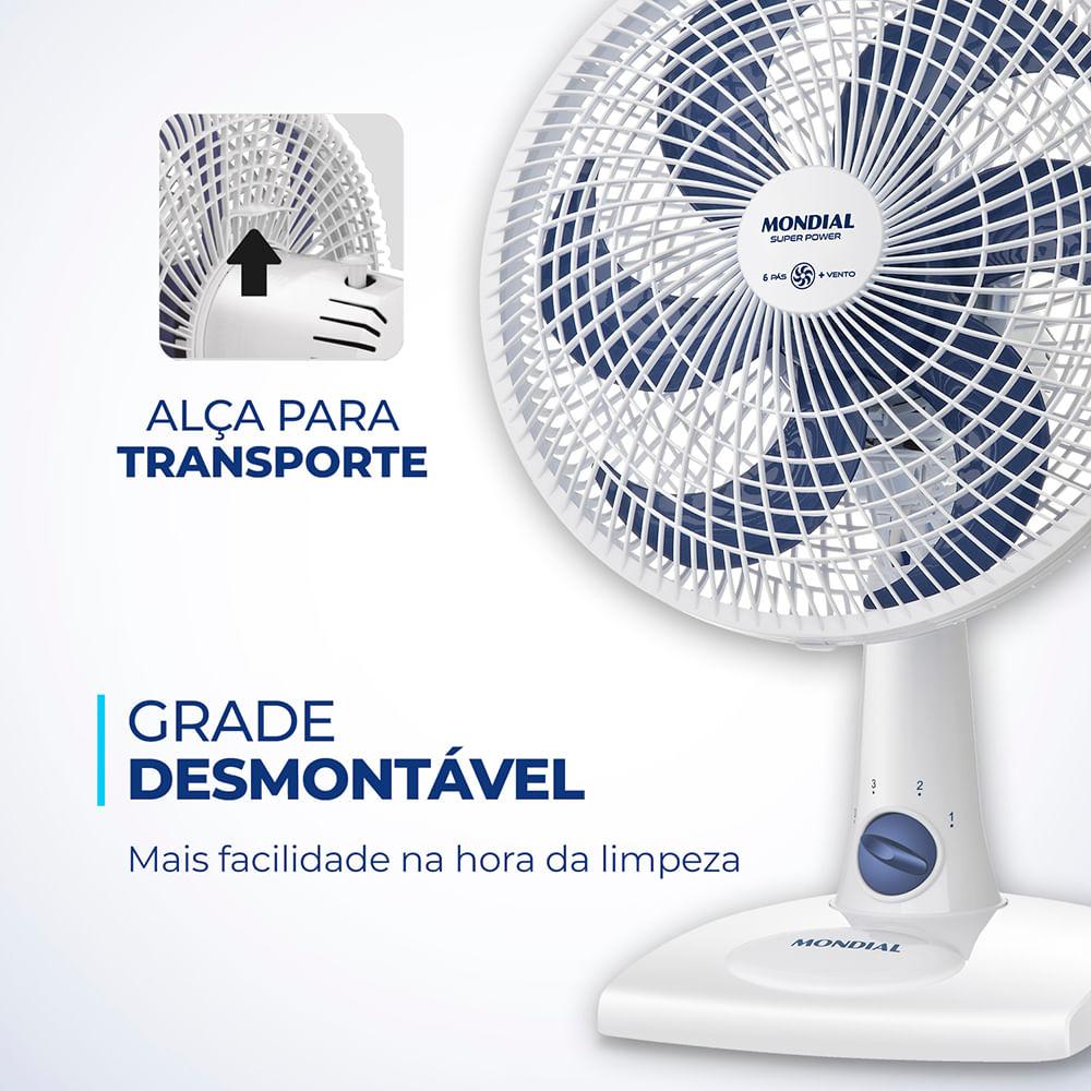 Ventilador de Mesa Mondial 6 Pás Super Power Branco VSP-30-W - 30cm 220V - 1