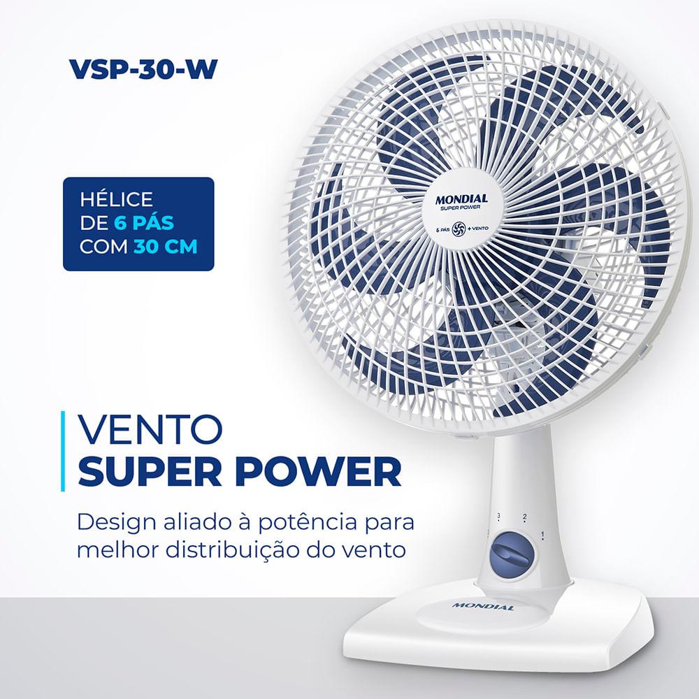 Ventilador de Mesa Mondial 6 Pás Super Power Branco VSP-30-W - 30cm 220V - 2