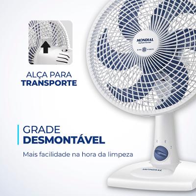 Ventilador de Mesa Mondial 6 Pás Super Power Branco VSP-30-W - 30cm 220V