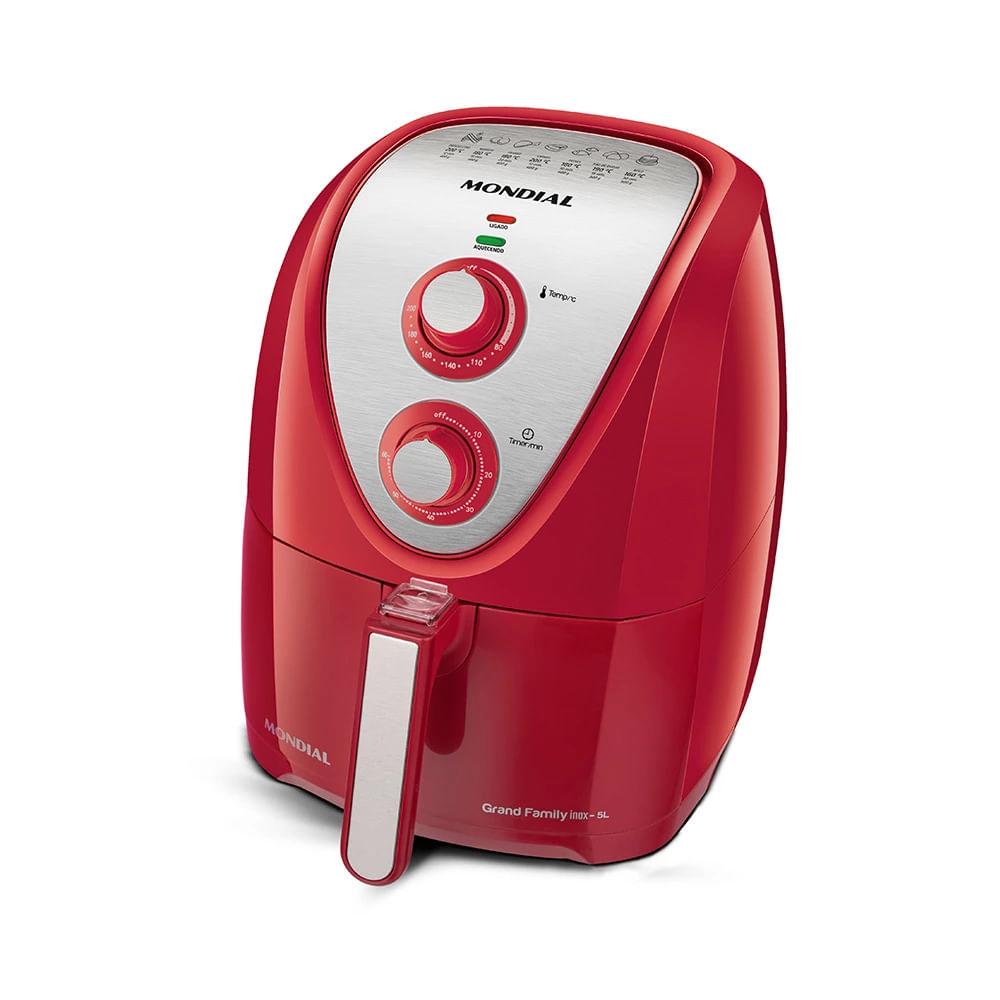 Fritadeira Elétrica Air Fryer Mondial Grand Family Inox AFN-50-RI 5L Vermelha - 220V - 1