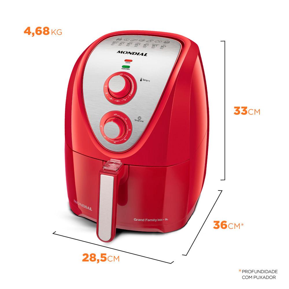 Fritadeira Elétrica Air Fryer Mondial Grand Family Inox AFN-50-RI 5L Vermelha - 220V - 7