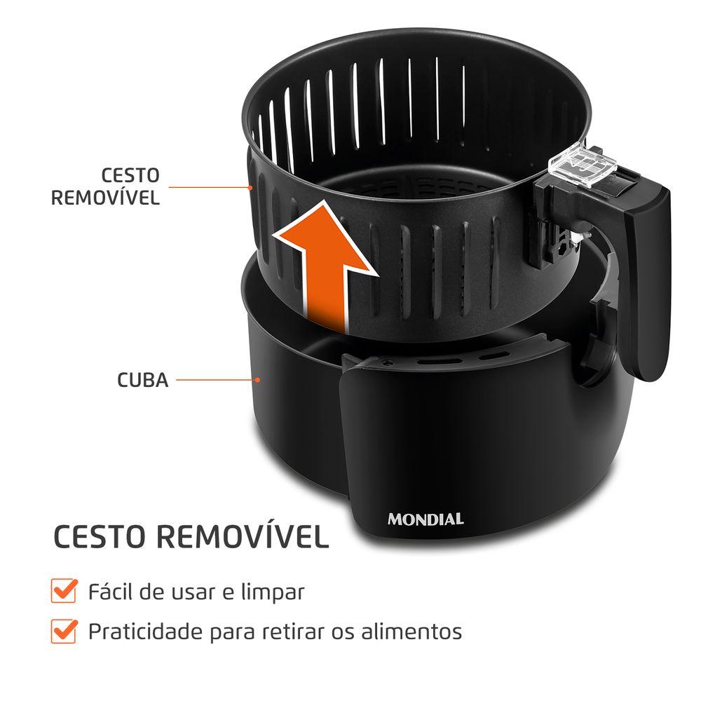 Fritadeira Elétrica Air Fryer Mondial Pratic AF-36-BI 3,6L Inox/Preta - 110V - 3