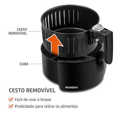 Fritadeira Elétrica Air Fryer Mondial Pratic AF-36-BI 3,6L Inox/Preta - 110V