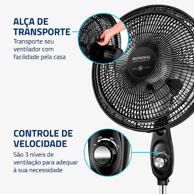 Ventilador de Coluna Mondial Super Power 6 Pás VSP-40C-NB - 40cm 110V