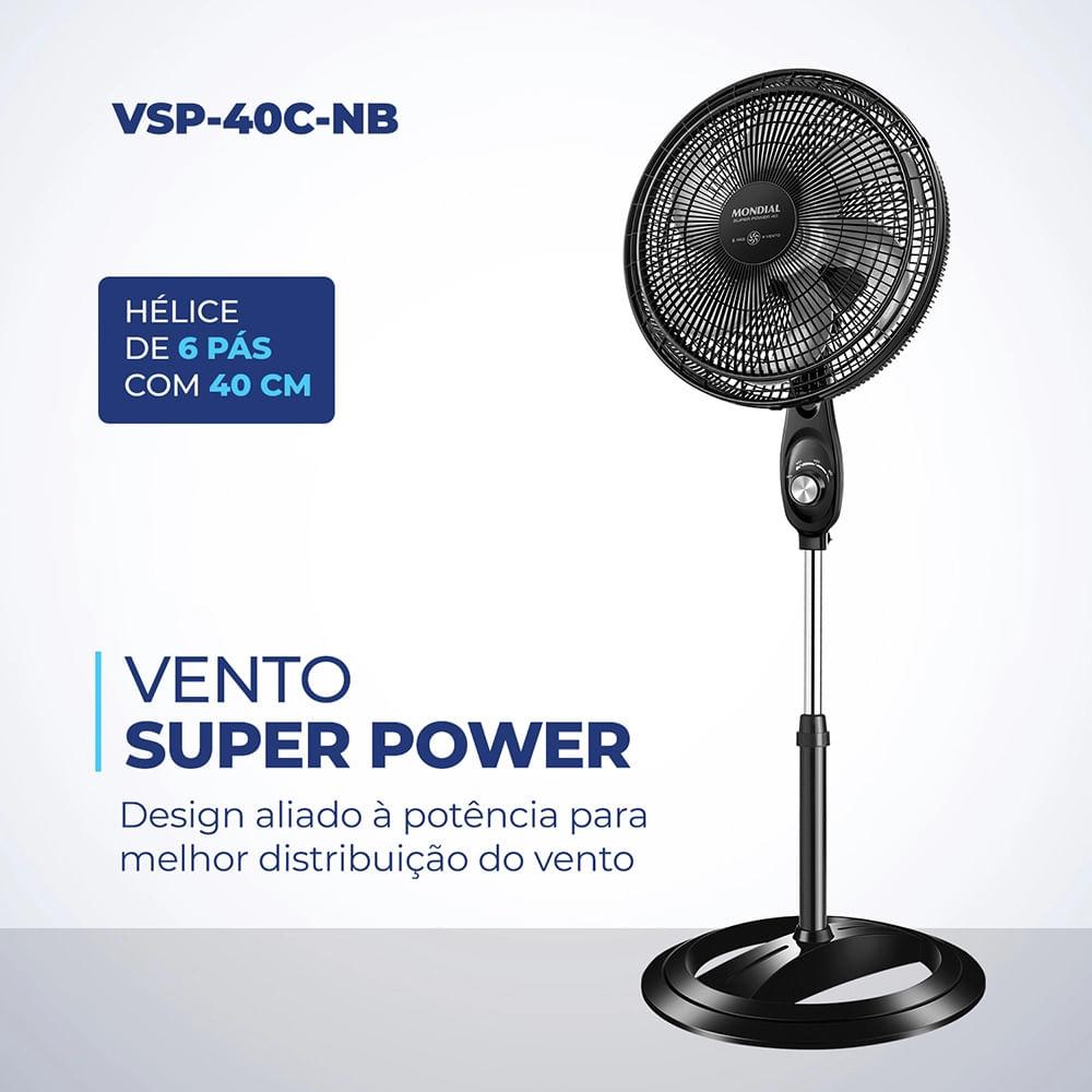 Ventilador de Coluna Mondial Super Power 6 Pás VSP-40C-NB - 40cm 220V - 6