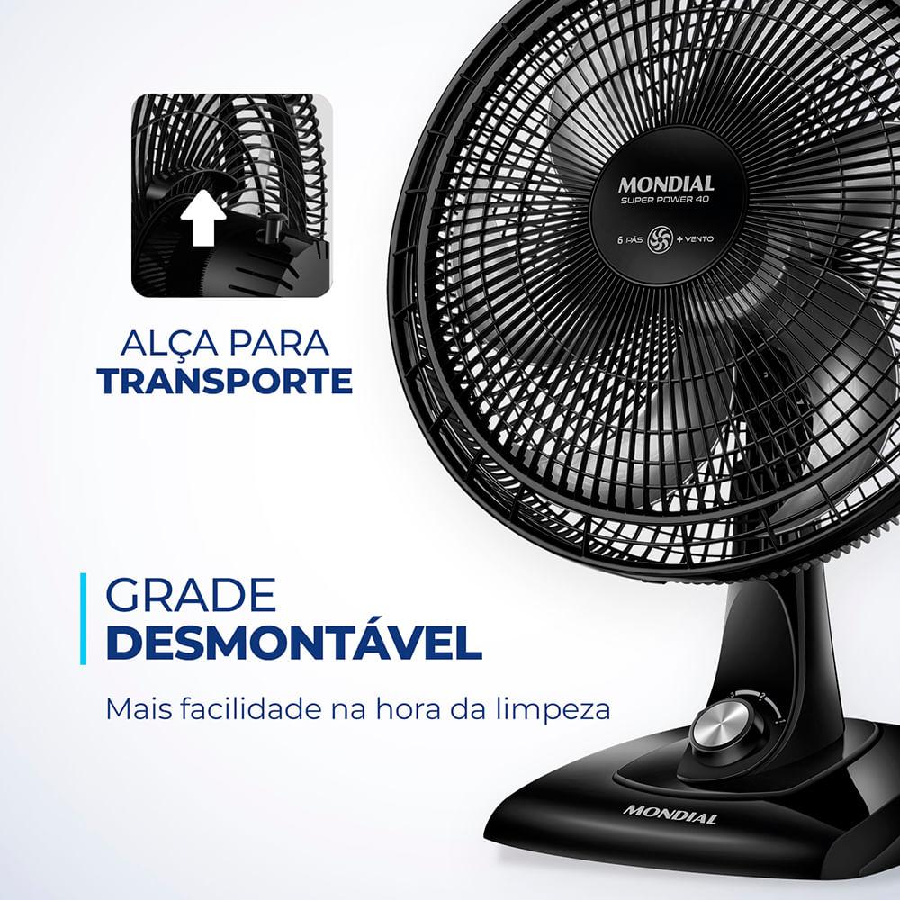 Ventilador de Mesa Mondial 6 Pás Super Power VSP-40-B - 40cm 127V - 7