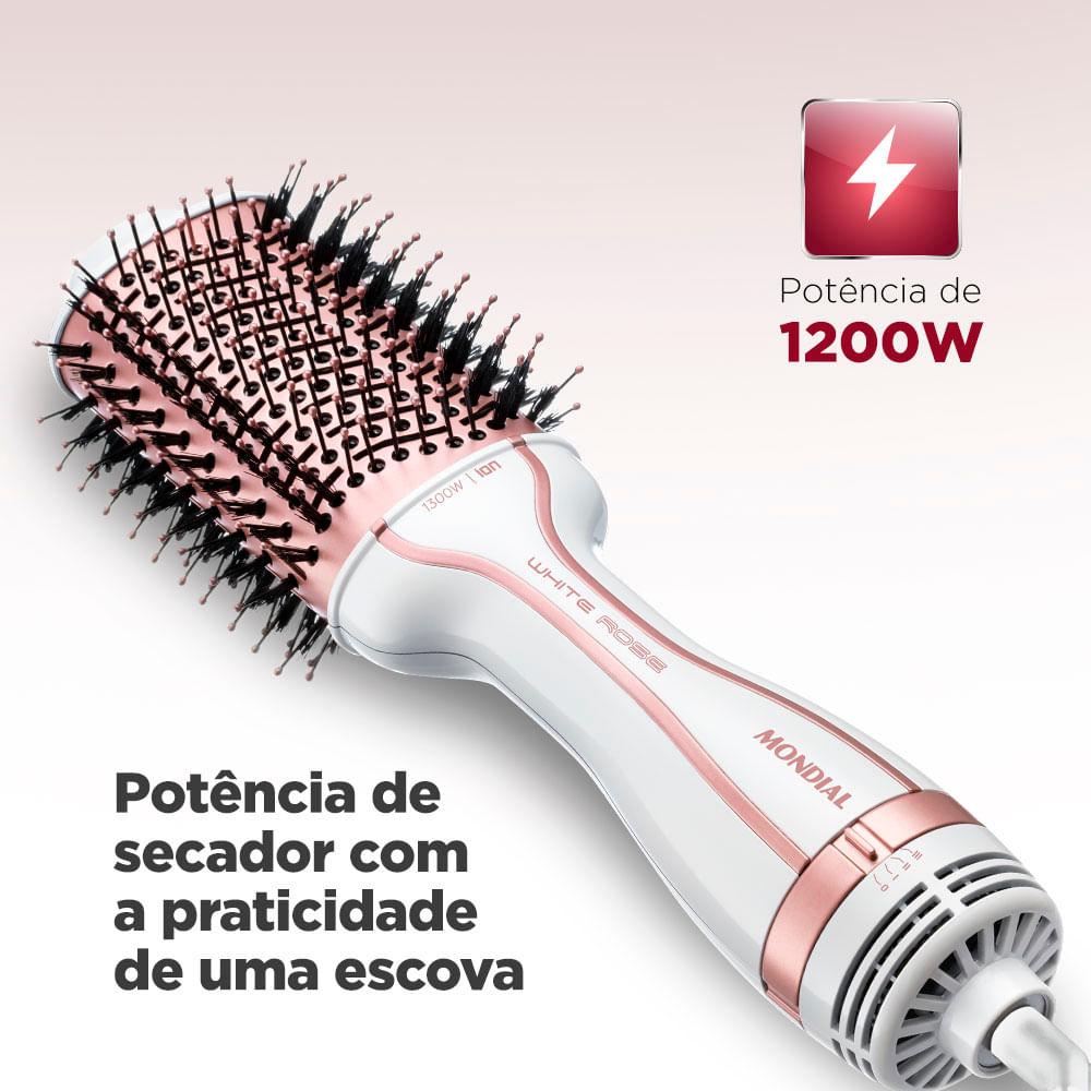 Escova Secadora Mondial ES-50 1200W Branco e Rosé Gold - Bivolt - 1